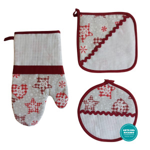 Potholders and Oven Glove to Cross Stitch - Country Christmas Stars and Hearts